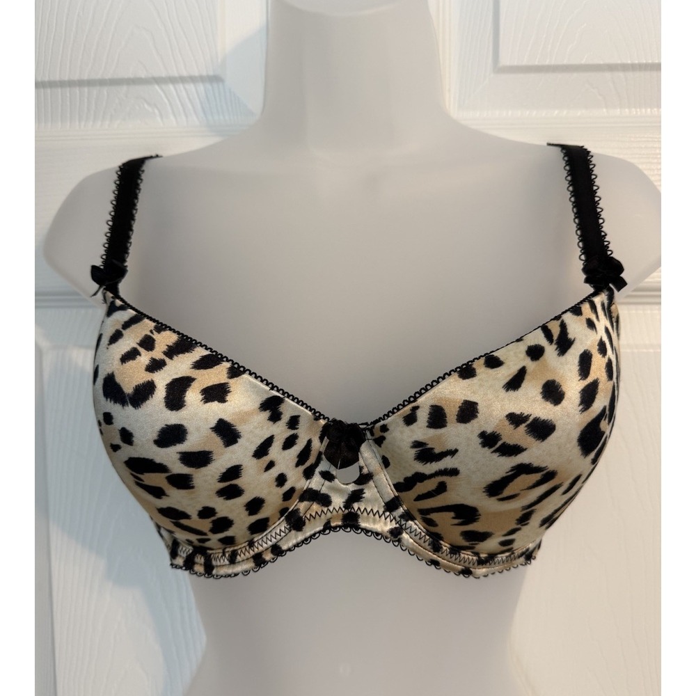 Smart & Sexy Womens Leopard Lightly Padded Push Up Underwire Bow Lace Bra Sz 36D
